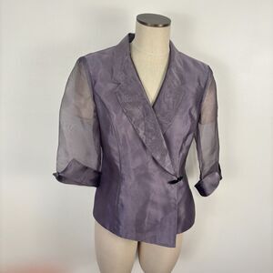 VTG Alex Evenings Purple Rose Metallic Iridescent Cocktail Evening Jacket Sz M